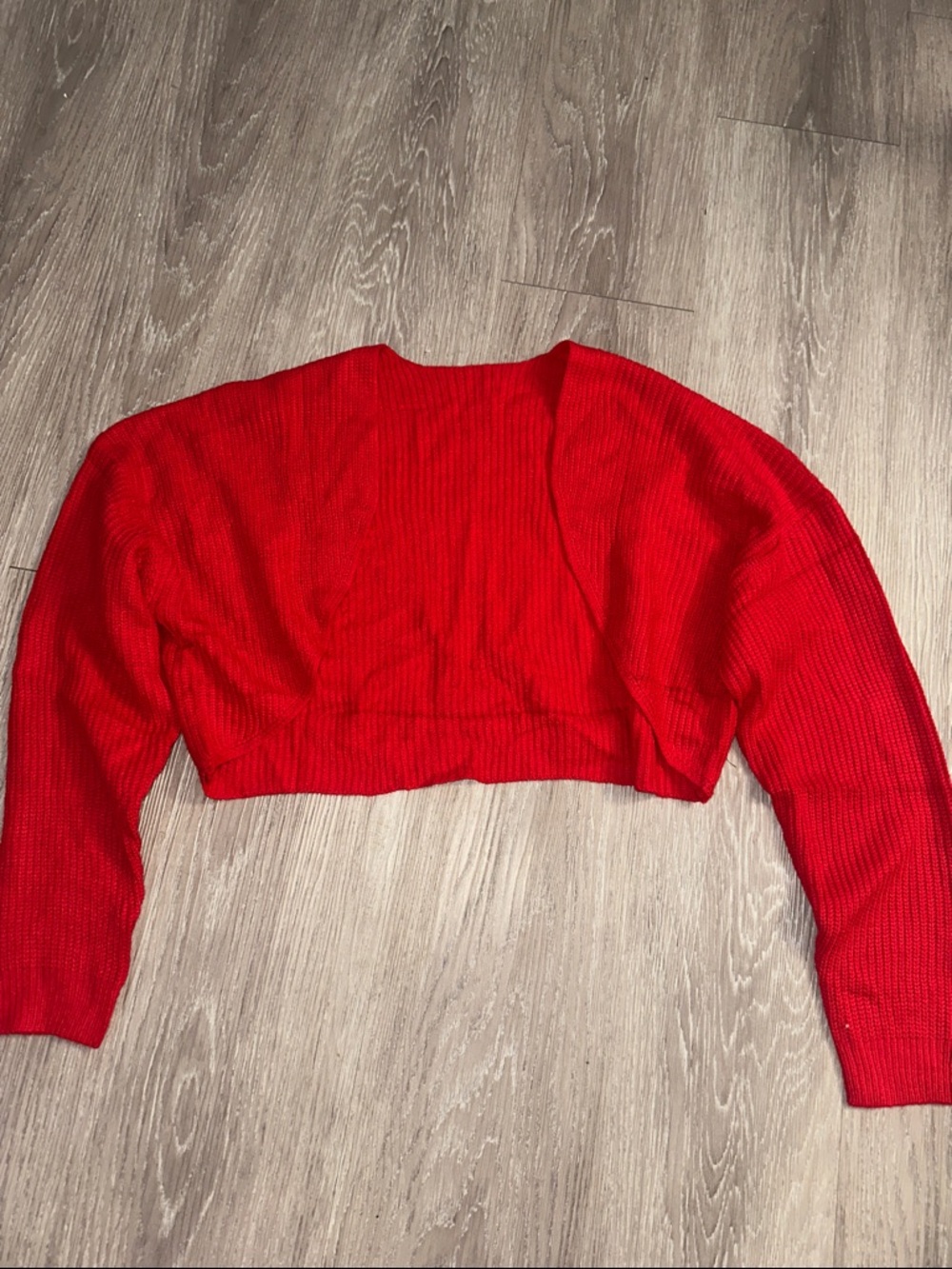 Amazon Red Off-the-Shoulder Cropped Sweater